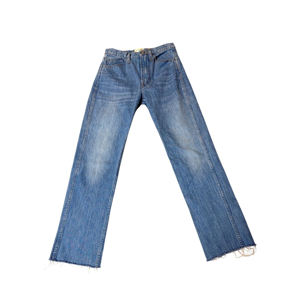FRAME Riverwalk Straight Raw Hem Jeans Size 24 Medium Wash Denim
